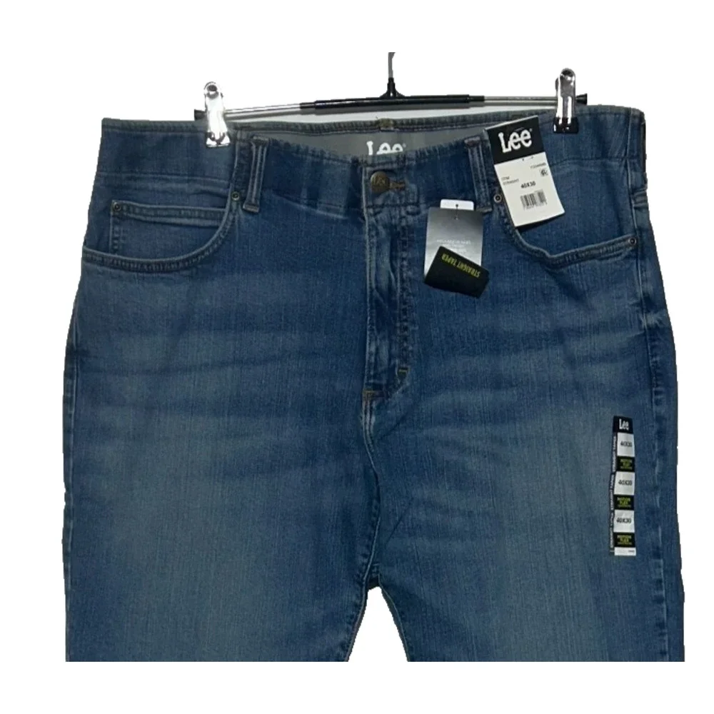 Lee Jeans Mens 40X30 Blue Motion Flex Waistband Tapered‎ Dark Wash Workwear NWT